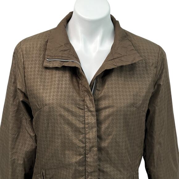 Comme Ca Ism Houndstooth Lightweight Jacket SZ OS Women's Brown Relax Classic - Picture 3 of 13
